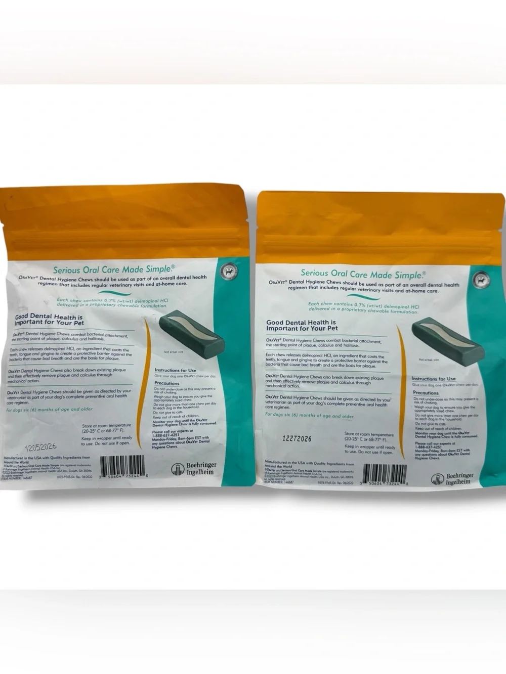 OraVet Dental Chews X-Small Dogs 3.5-9 lbs 2 Bags 28 Count Total Individual Wrap